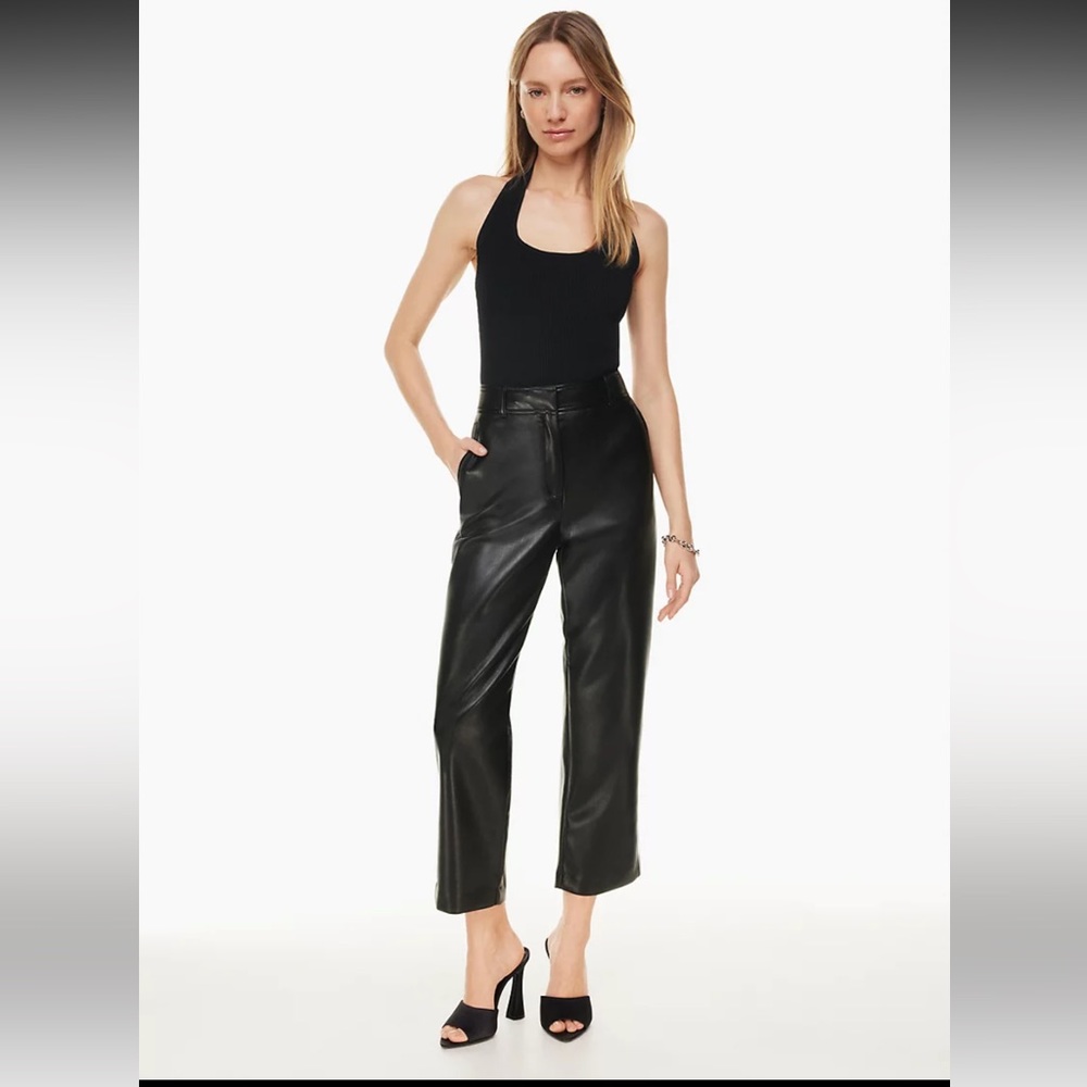 Babaton Black Cropped Leather Pant (6)